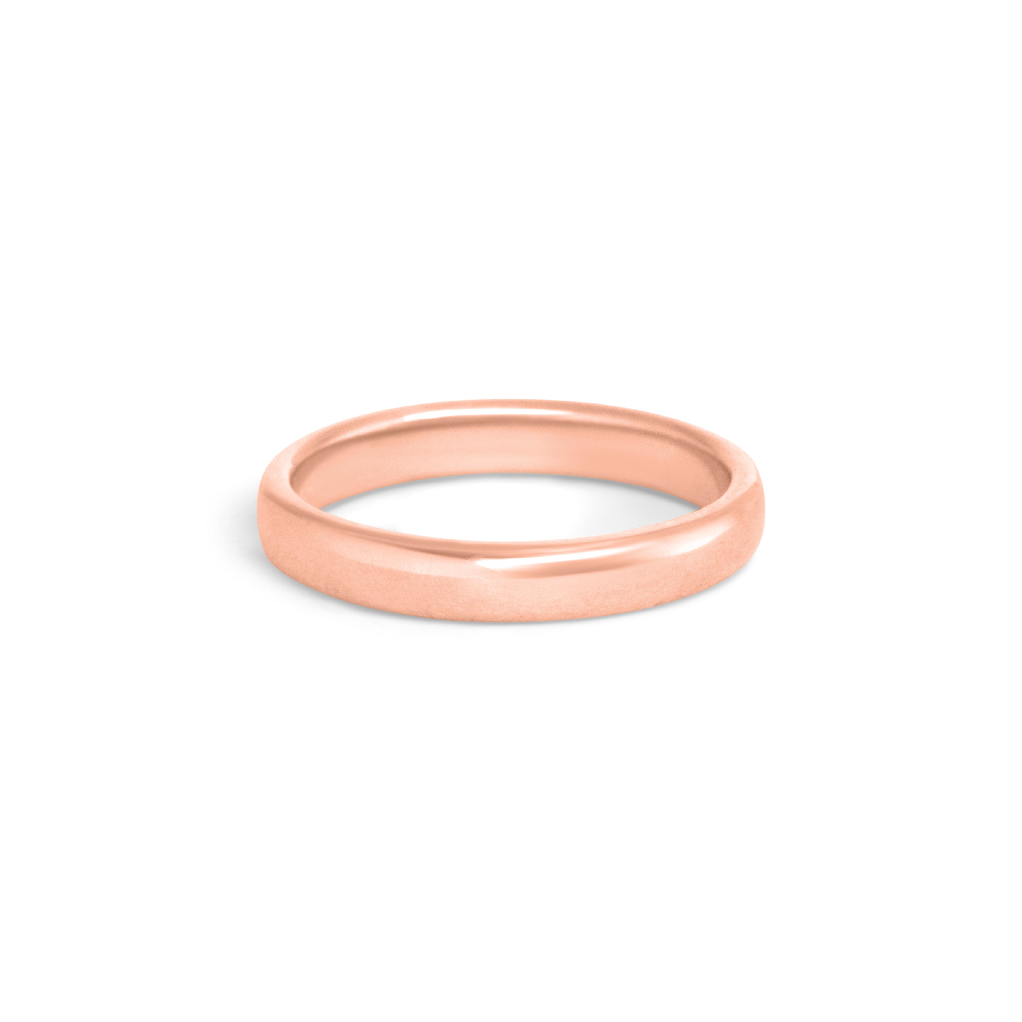 Side view of Dome Band 3mm in 14k Rose Gold by Goldpoint