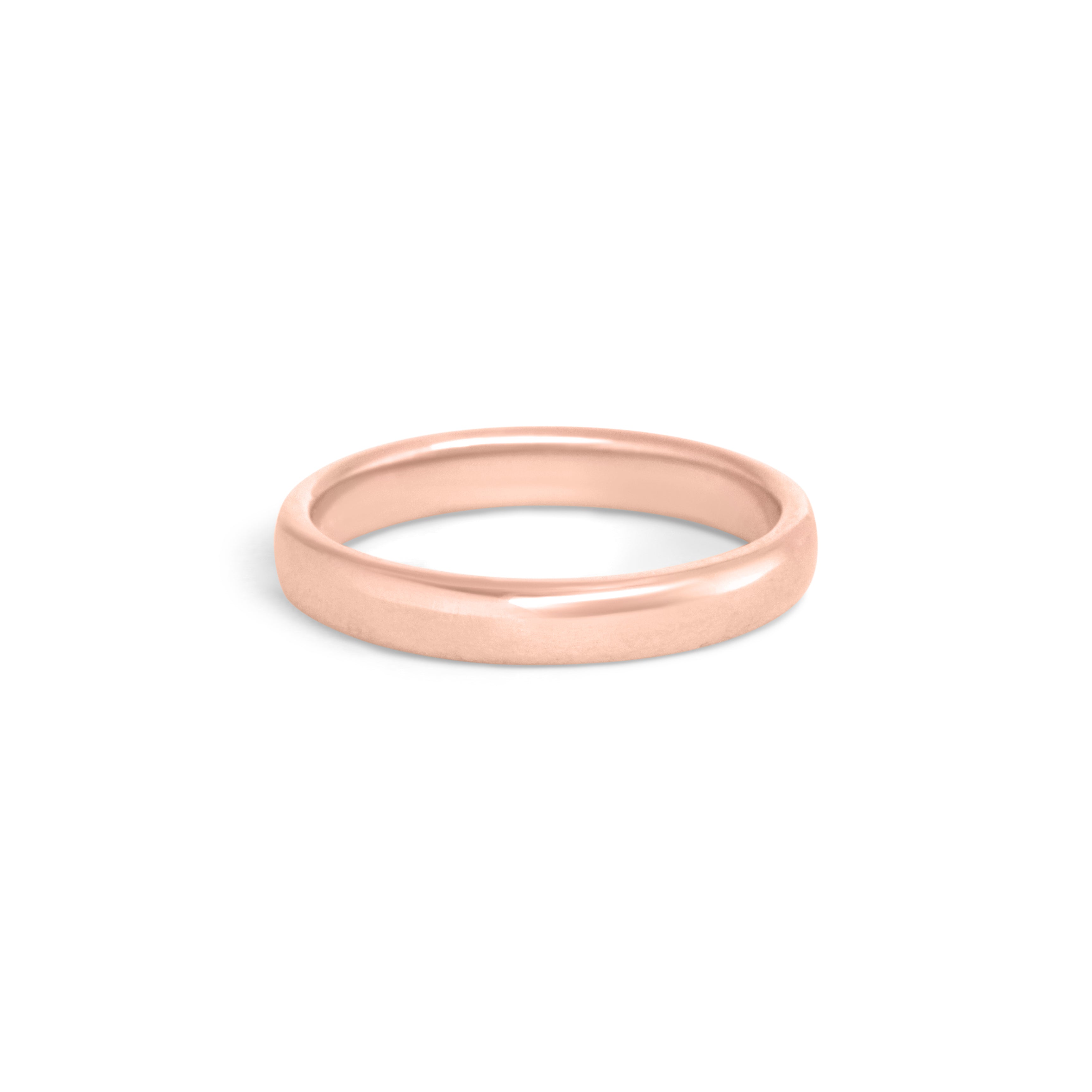Side view of Dome Band 3mm in 18k Rose Gold by Goldpoint