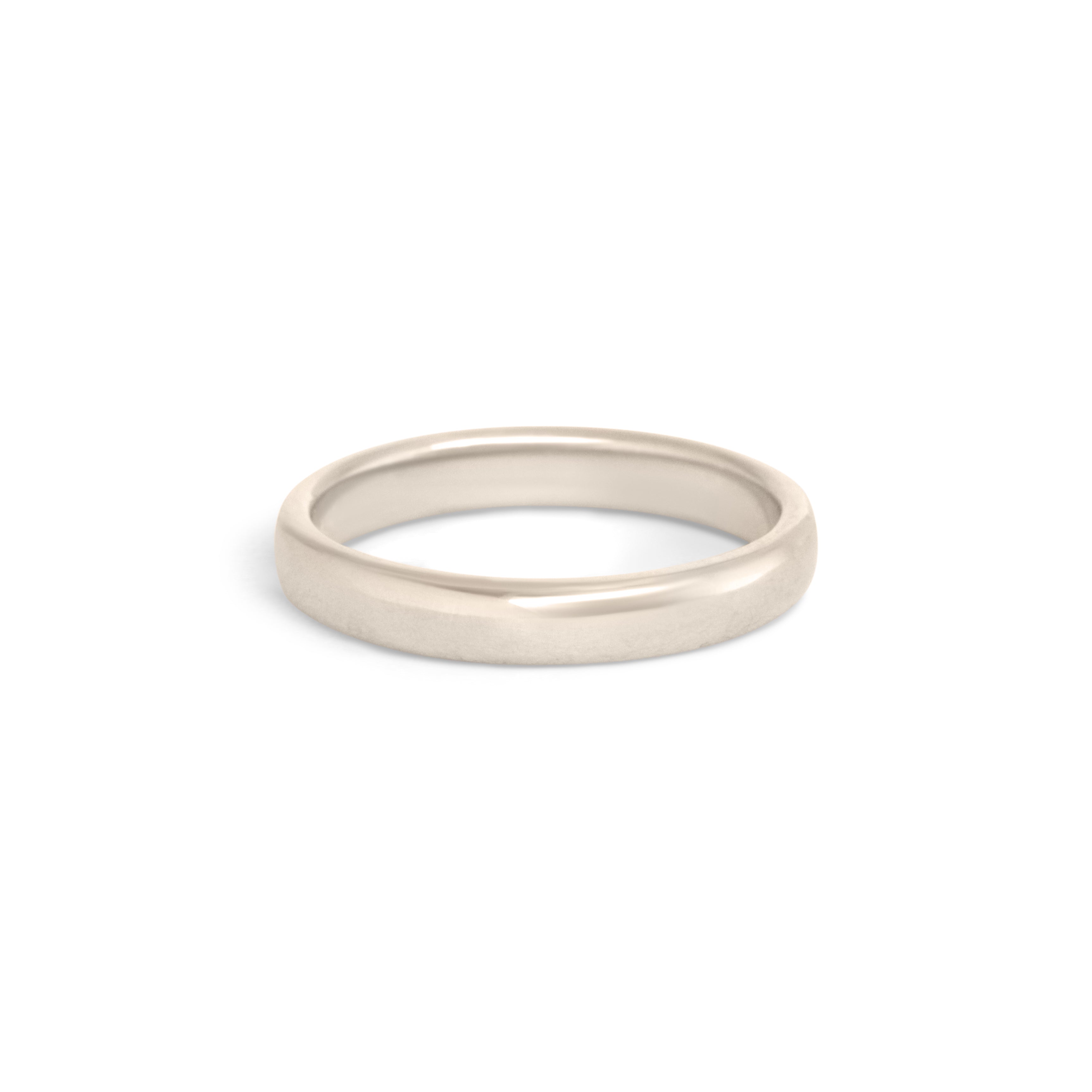 Side view of Dome Band 3mm in 18k White Gold by Goldpoint