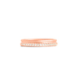 Front view of Duo Band  Pave Round Natural Diamonds in 14k rose gold