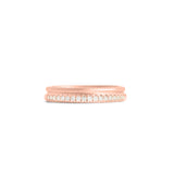 Front view of Duo Band  Pave Round Natural Diamonds in 18k rose gold