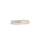 Front view of Duo Band  Pave Round Natural Diamonds in 18k white gold