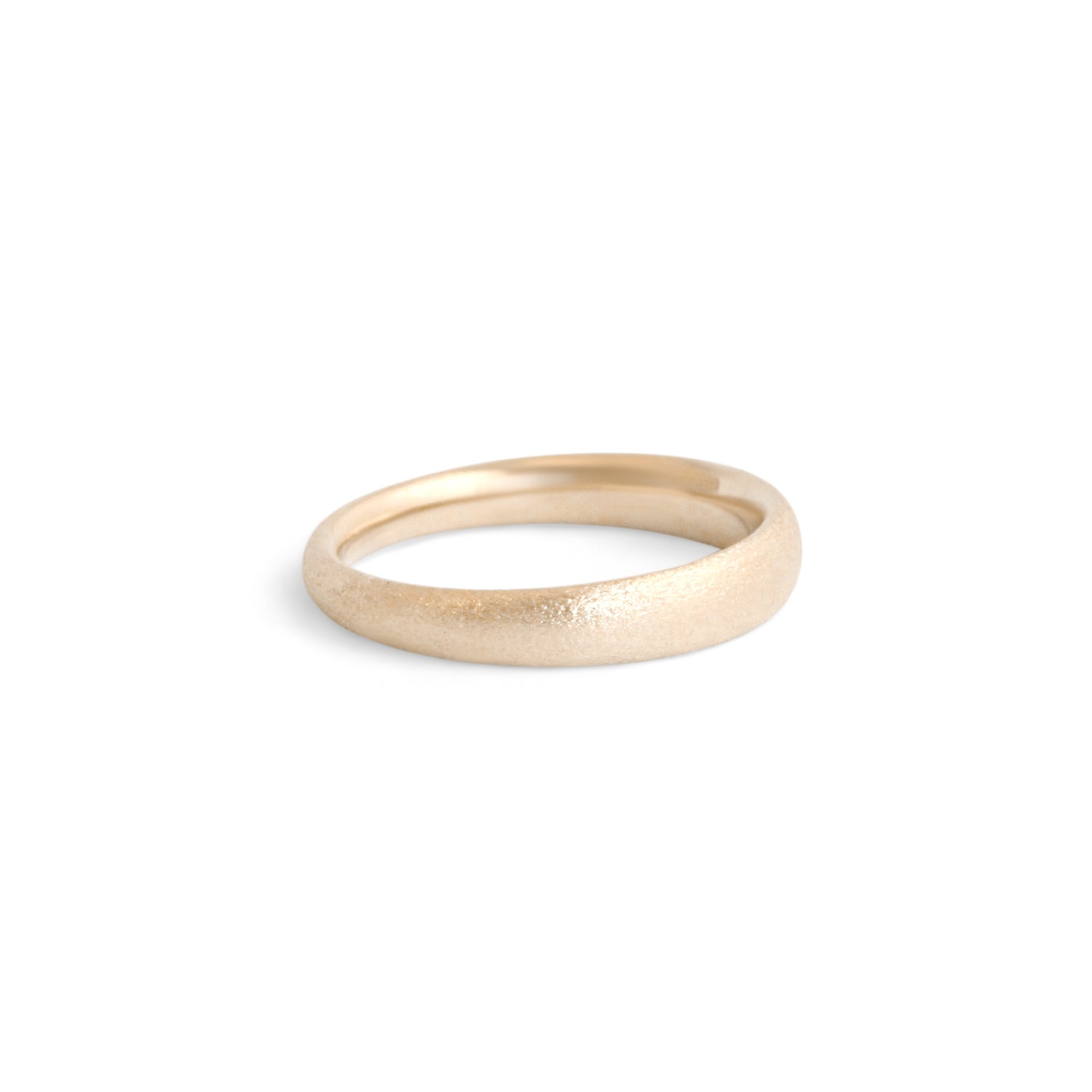 Side view of Ellipse Band 3mm in 14k Yellow Gold with concrete finish