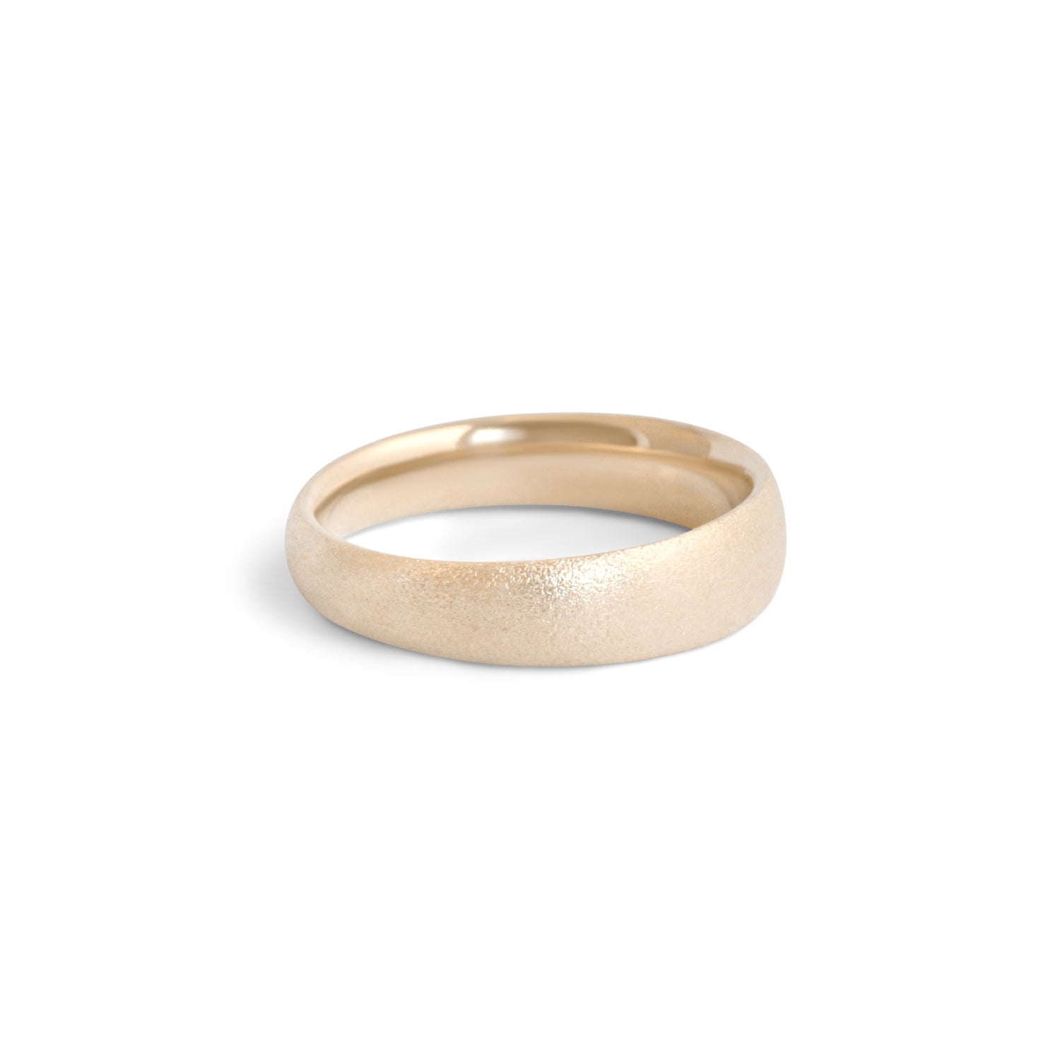 Side view of Ellipse Band 5mm in 14k Yellow Gold with Concrete Finish