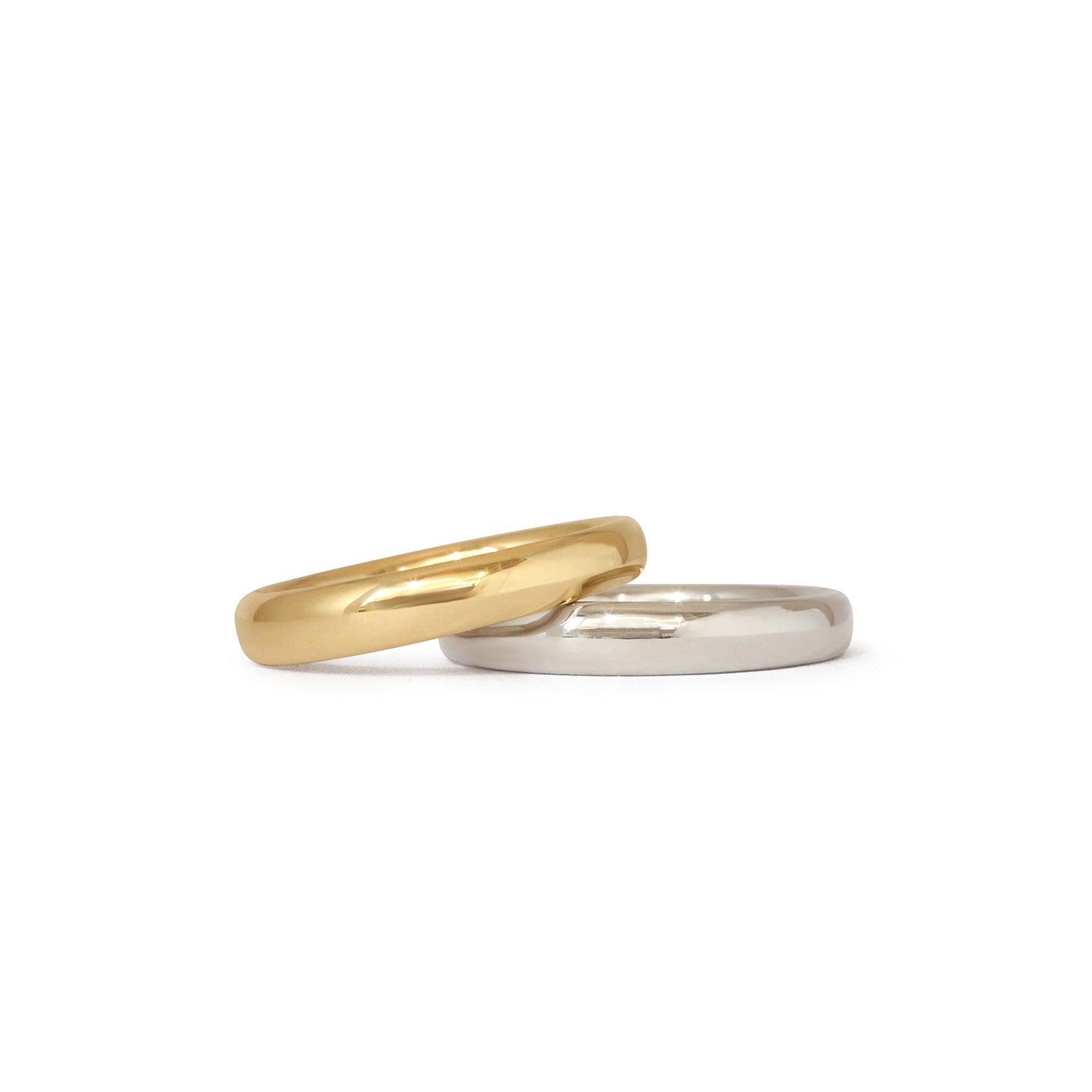 Front view of Ellipse Band Medium White and Yellow Gold