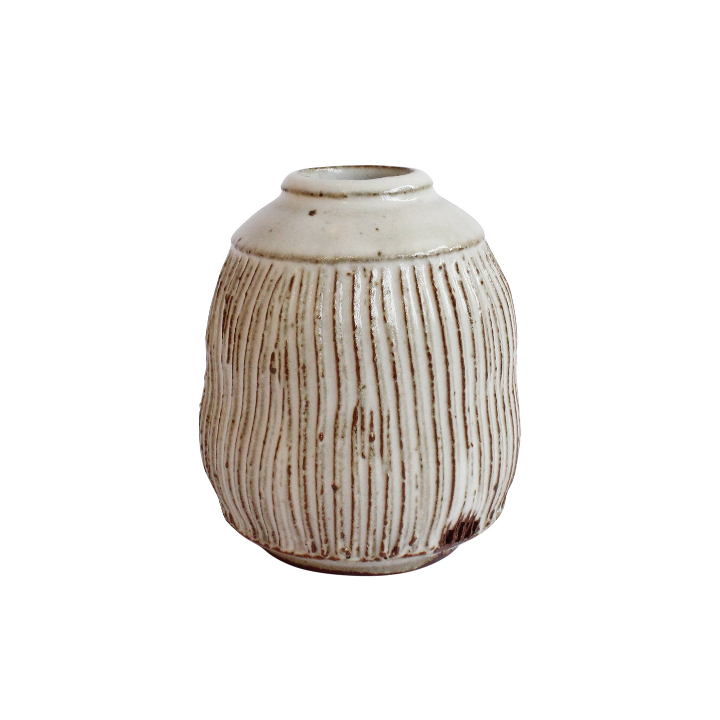 Brown Jar with White Glaze