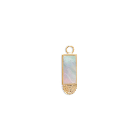 Front view of Step Charm / Rectangle White Mother of Pearl
