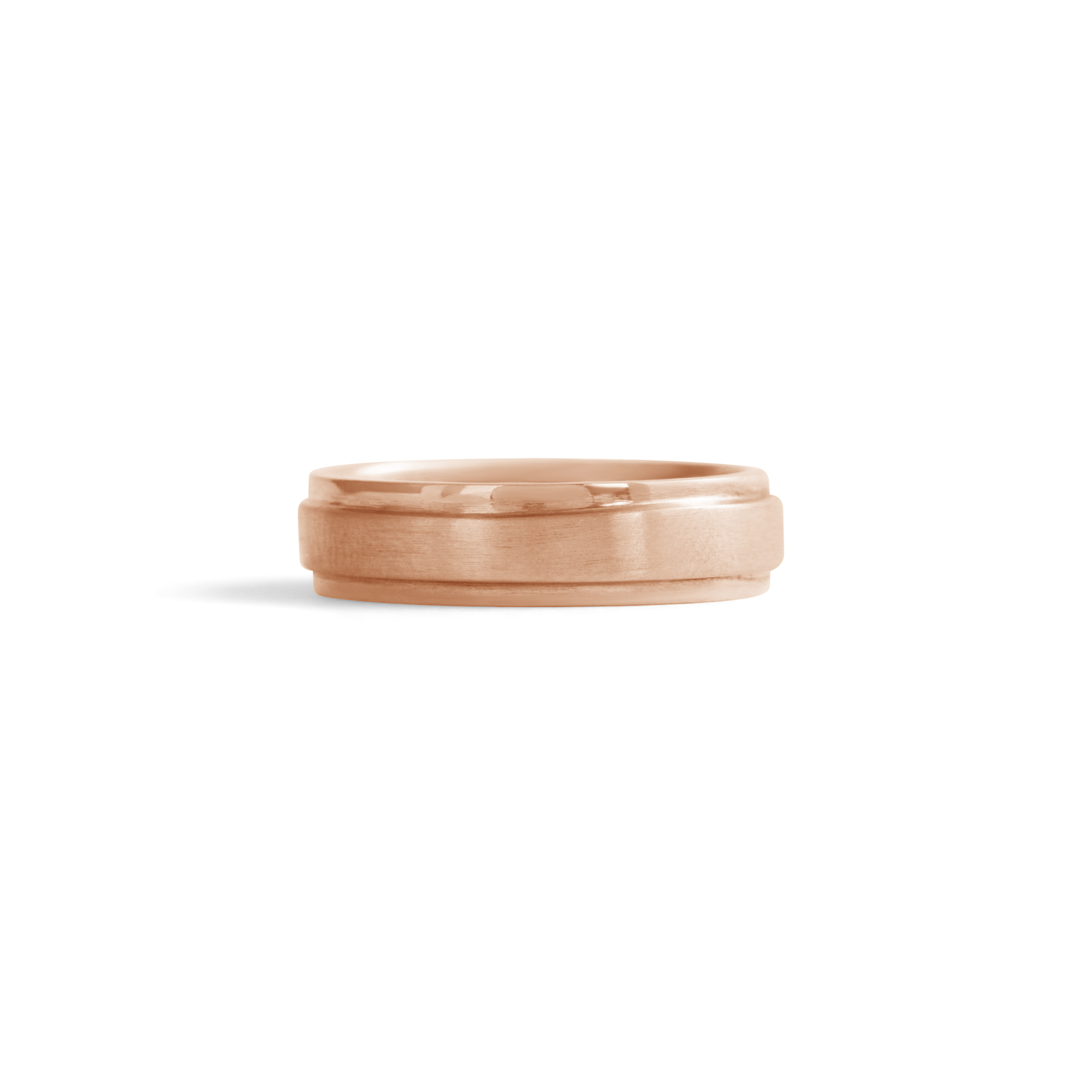 Front view of Cornice Band Wide Flat in 18k Rose Gold