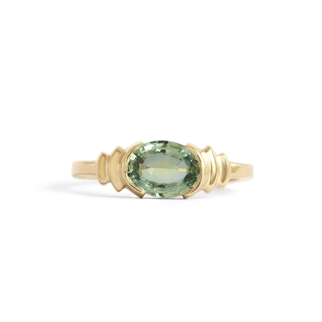 Step Ring / Oval Green Sapphire