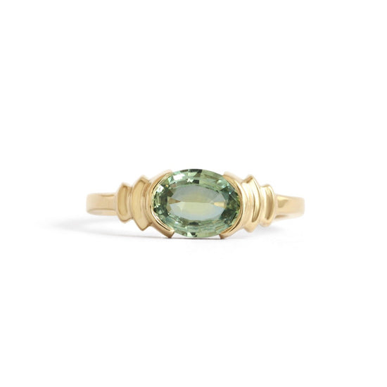 Step Ring / Oval Green Sapphire