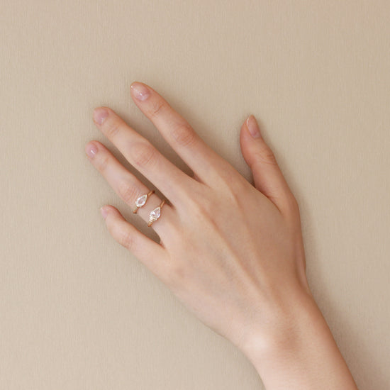 Sideways Ring / Pear Rose Cut Diamond 0.40ct - Goldpoint Studio - Greenpoint, Brooklyn - Fine Jewelry