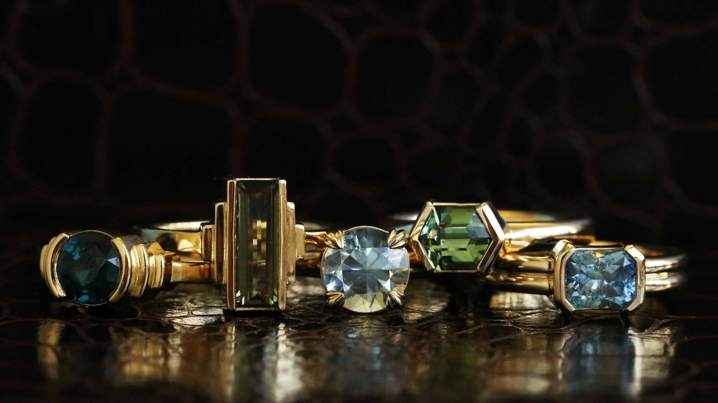 Sapphire engagement rings by Goldpoint in Greenpoint Brooklyn New York City