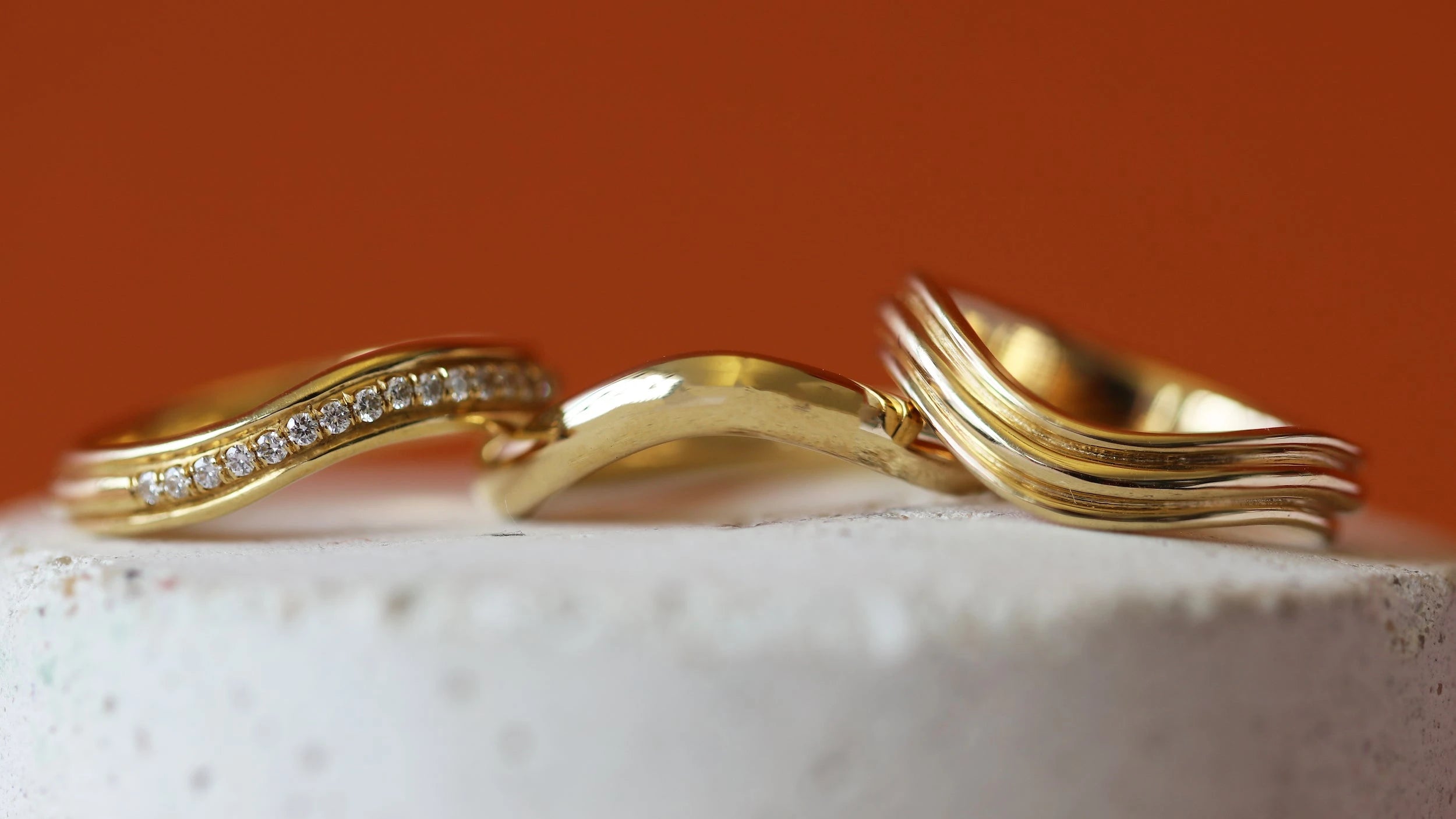 Stacked view of bands from the Curve Bands collection