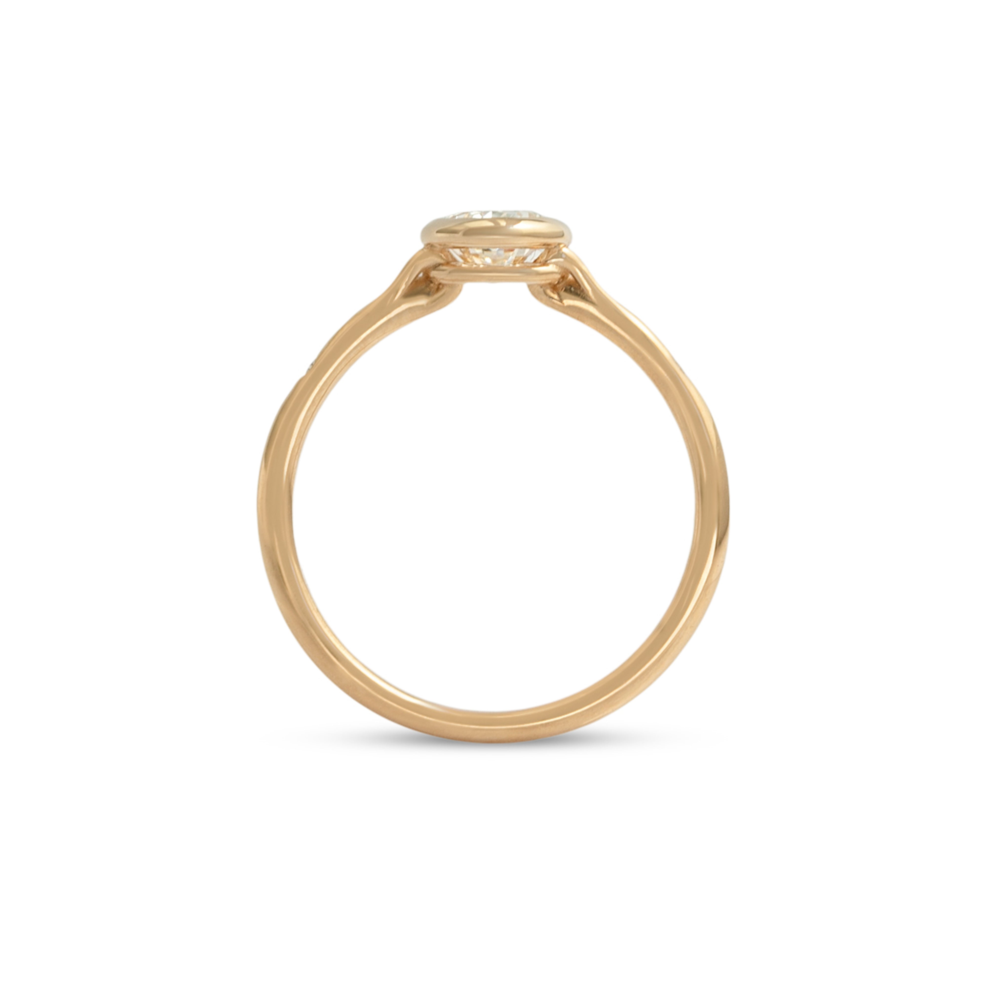 Side profile view of Suspended in Time Ring / Oval Lab Diamond 0.79ct by Sandy Rubin