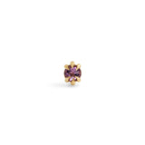 Front view of Talon Earring Single / 4mm Round Amethyst by Goldpoint Jewelry