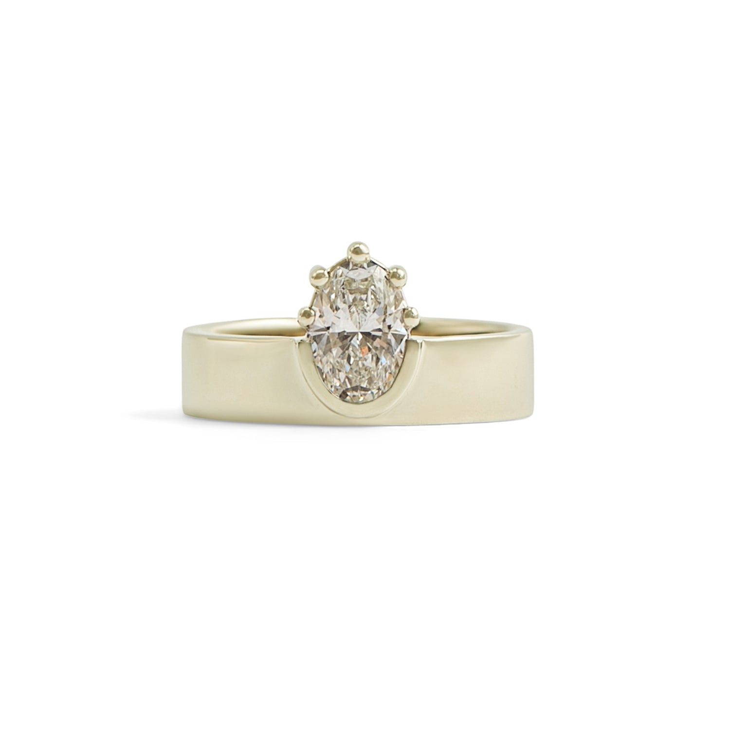 Front view of Varick Ring Oval Lab Diamond 1.03ct by Goldpoint Jewelry