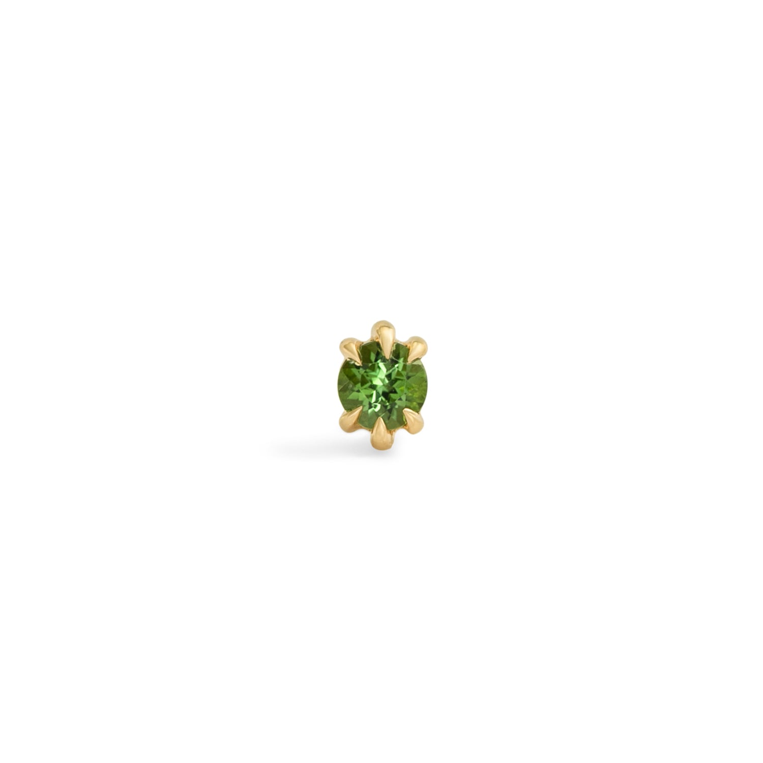 Front view of Talon Earring Single / 4mm Round Tourmaline by Goldpoint Jewelry