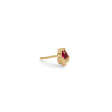 Side view of Step Mazunte Earring Single / Round Ruby by Goldpoint Jewelry