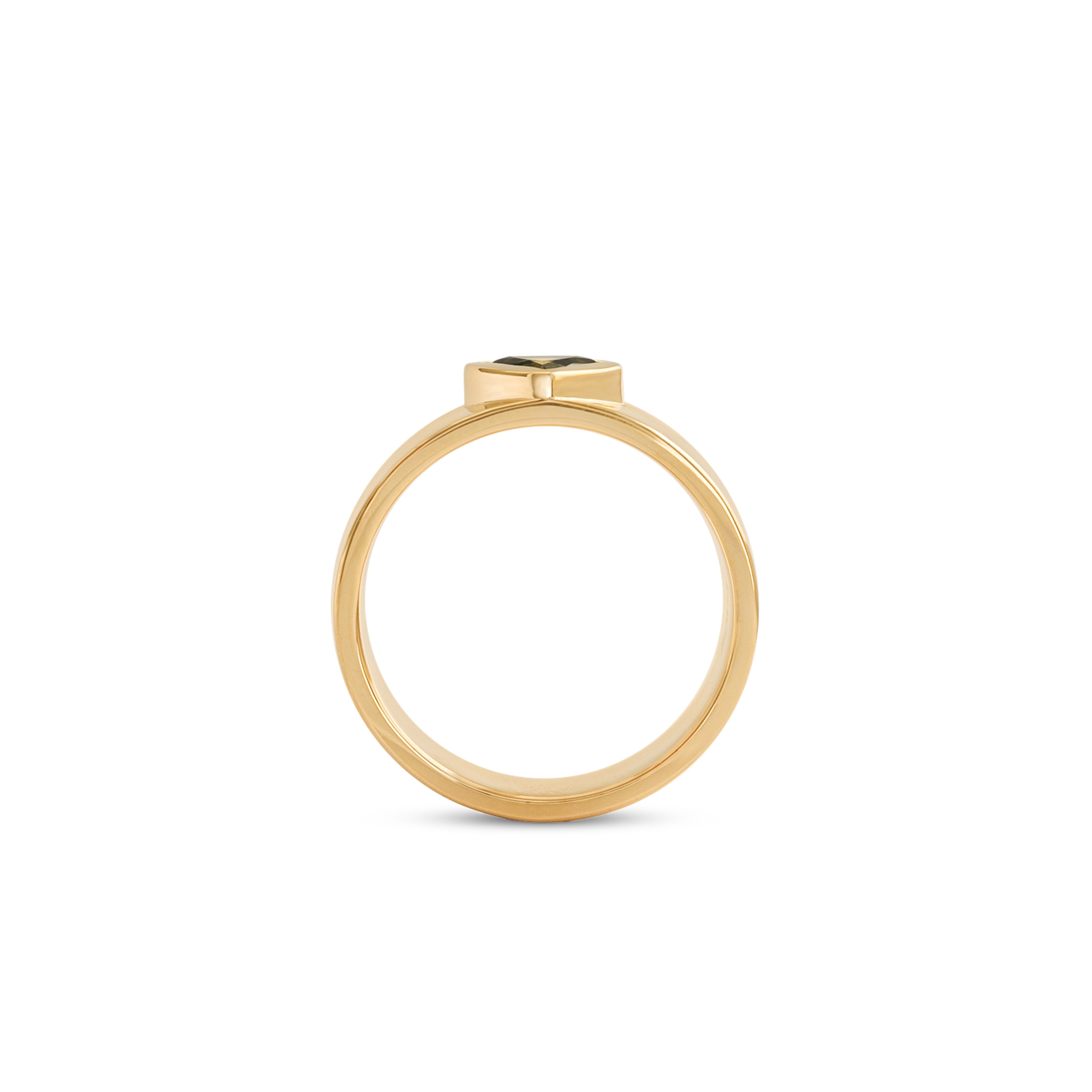 Side profile view of Kingsland Ring Triangle Cut Sapphire 0.65ct by Goldpoint Jewelry