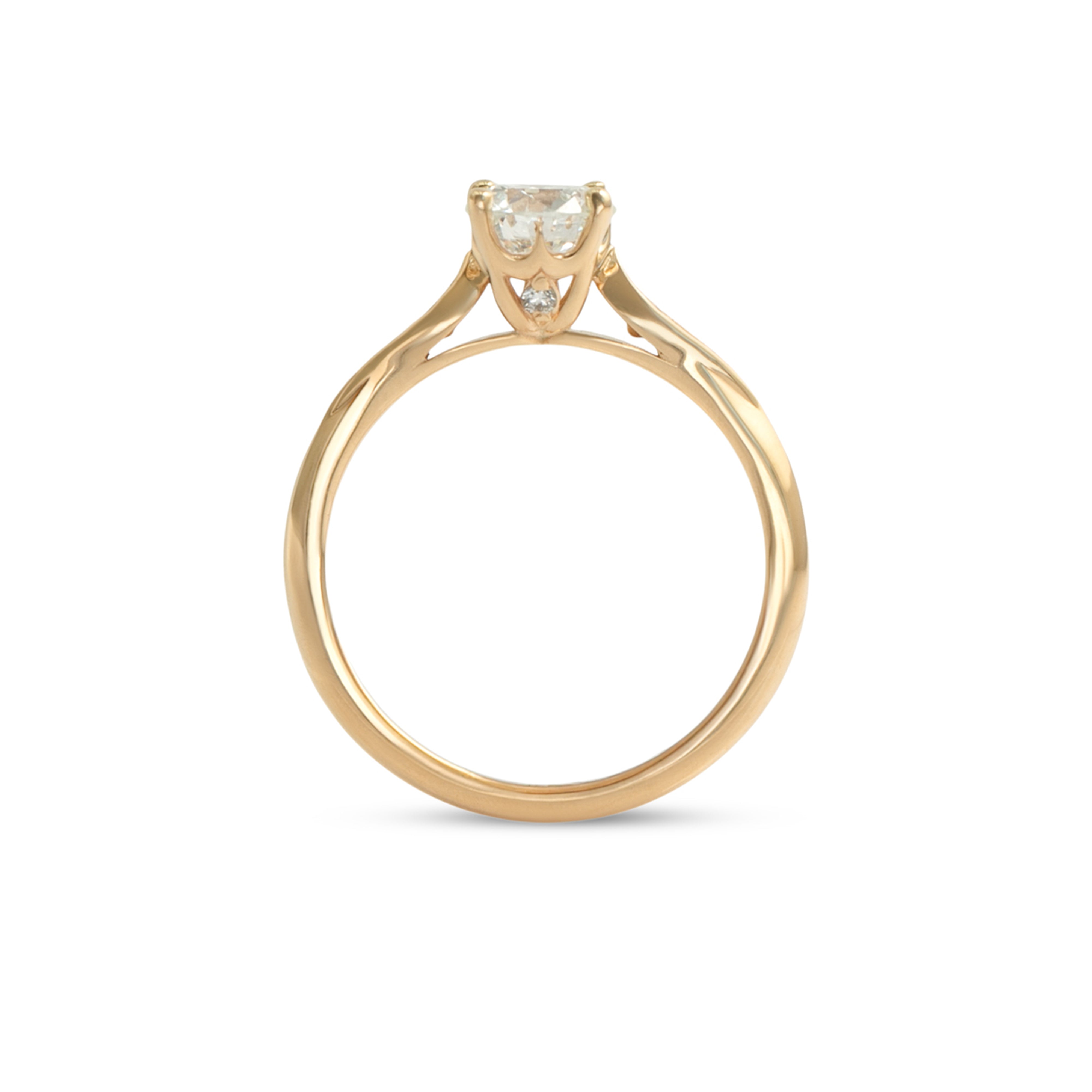 Side profile view of Entranced Ring / Round Lab Diamond 0.72ct by Sandy Rubin