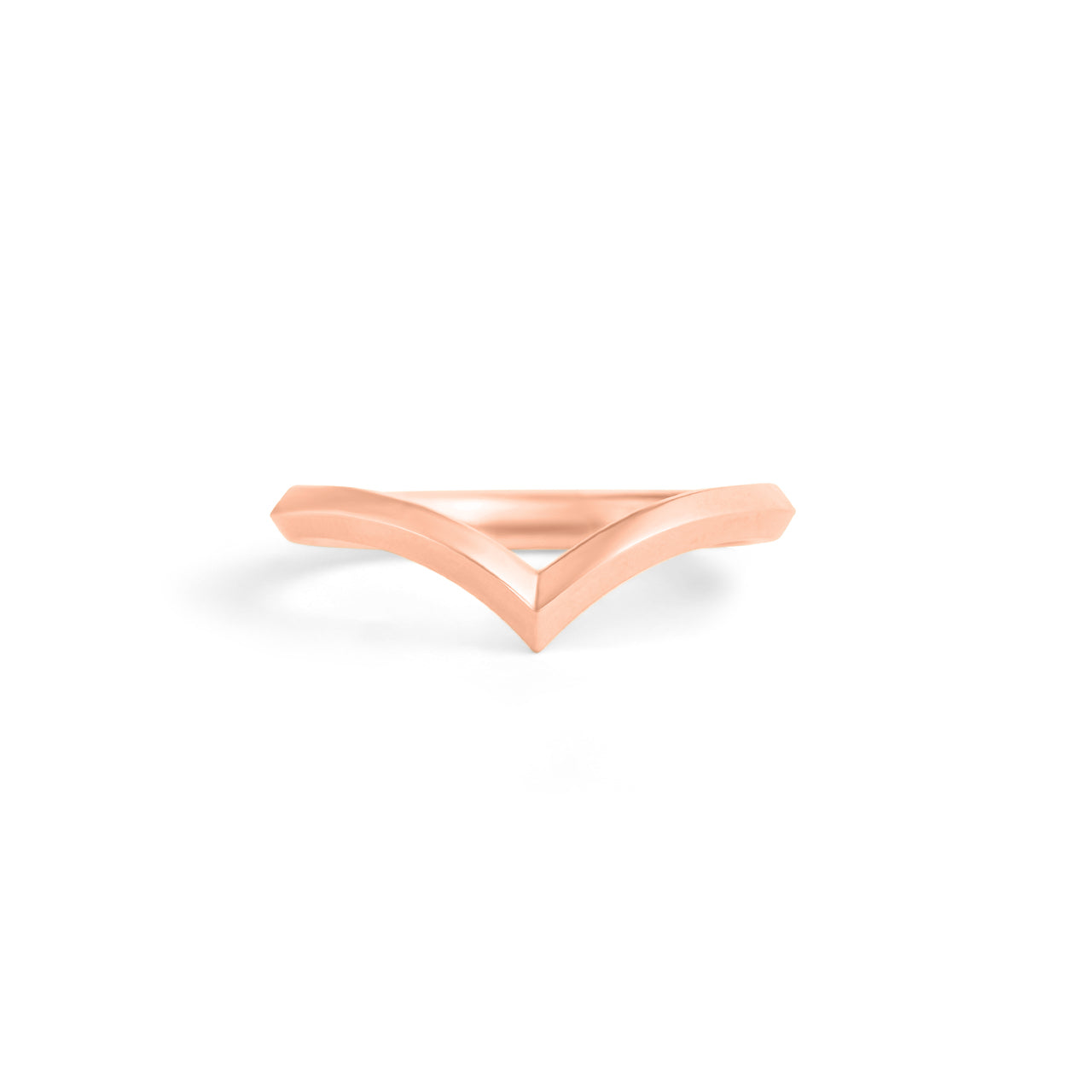 Front view of Peak Band Knife Edge / in 14k Rose Gold by Goldpoint Jewelry