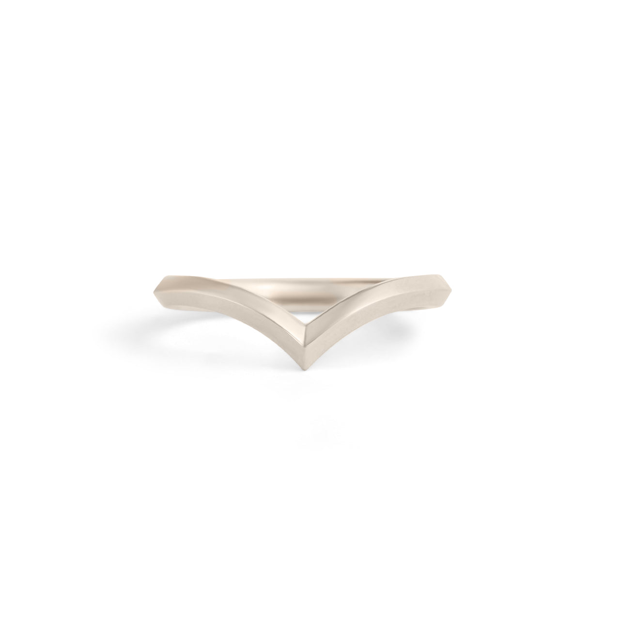Front view of Peak Band Knife Edge / in 18k White Gold by Goldpoint Jewelry