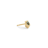Side view of Step Mazunte Earring Single / Round Aquamarine by Goldpoint Jewelry