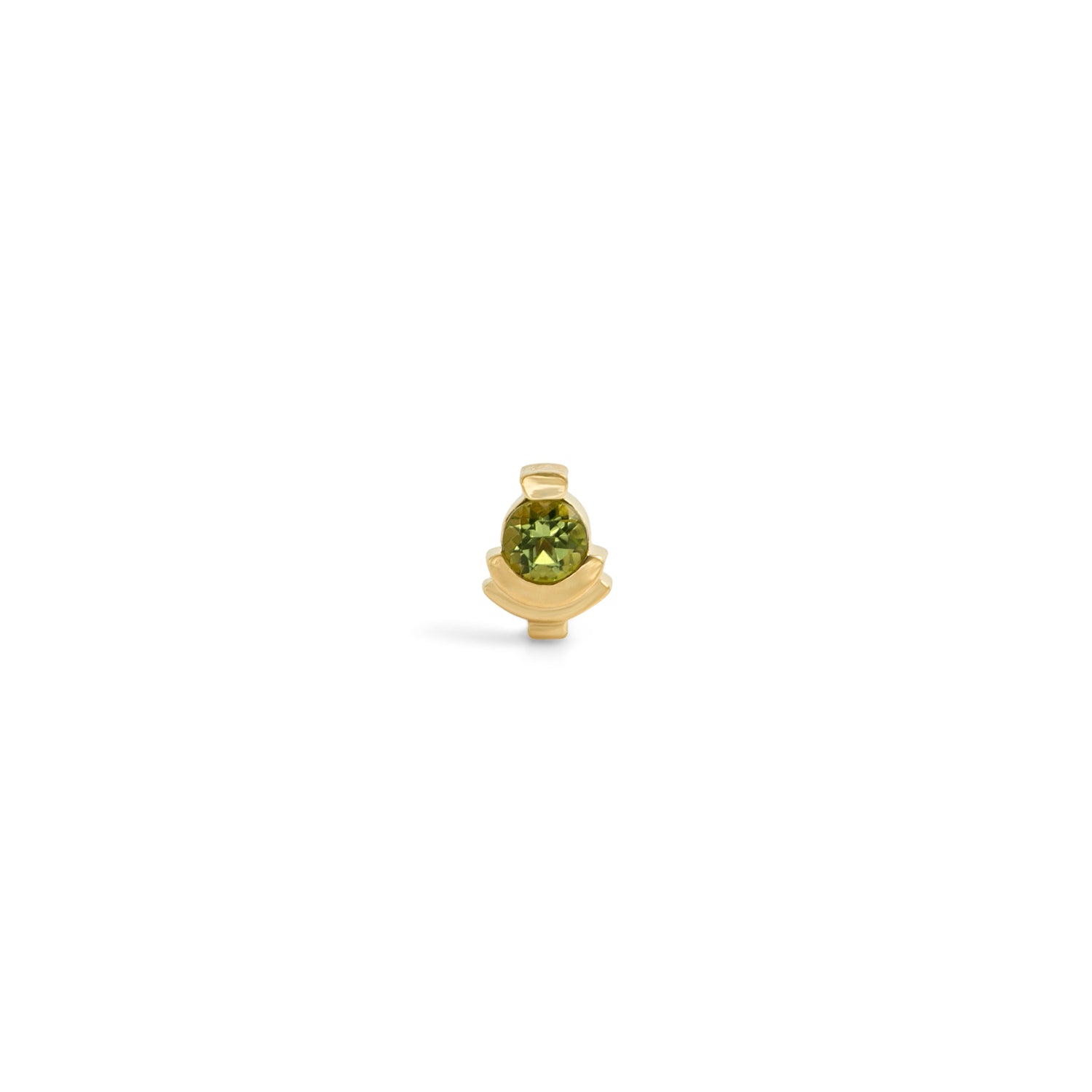 Front view of Step Mazunte Earring Single / Round Peridot by Goldpoint Jewelry