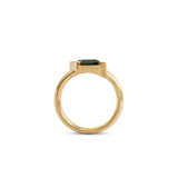 Side profile view of Dobbins Ring Geometric Step Cut Sapphire 1.24ct by Goldpoint Jewelry