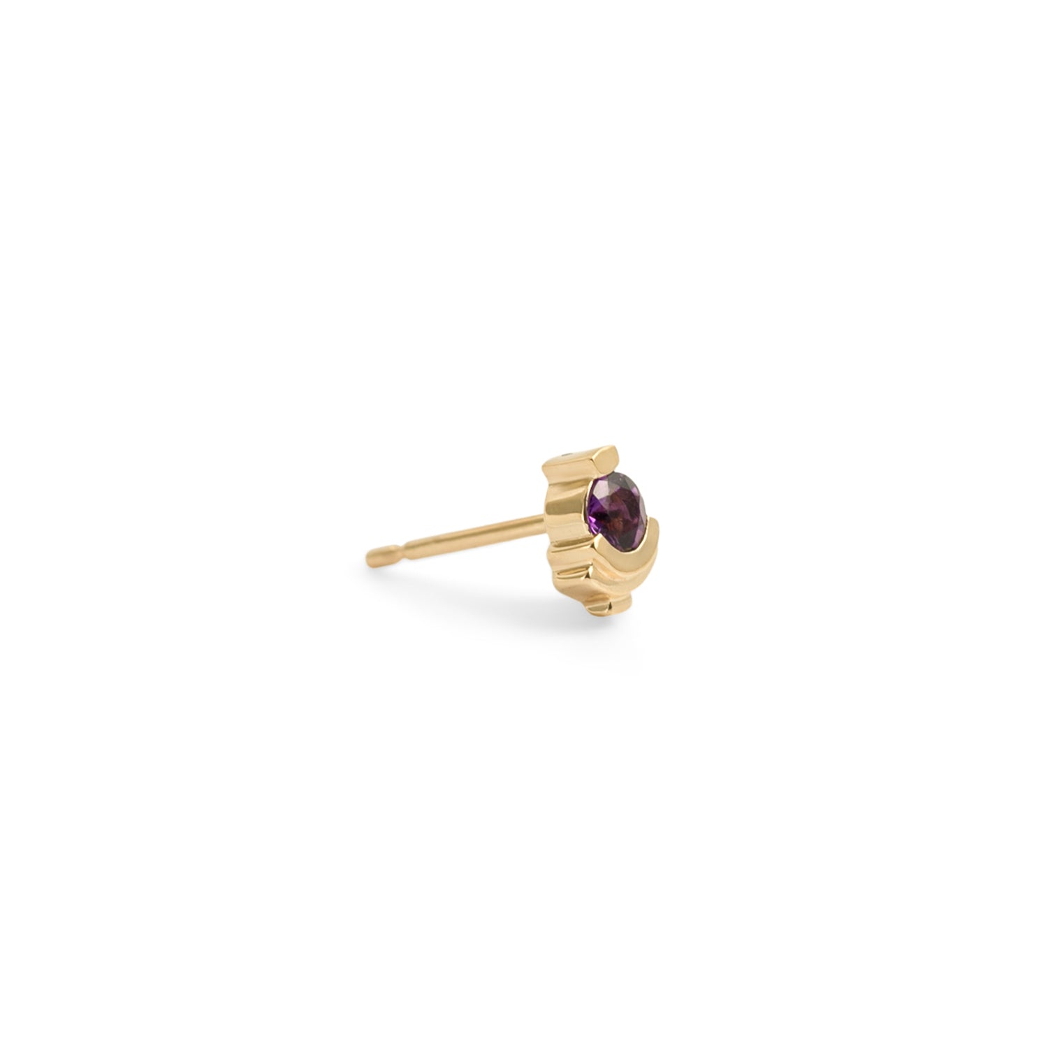 Side view of Step Mazunte Earring / Round Amethyst by Goldpoint Jewelry