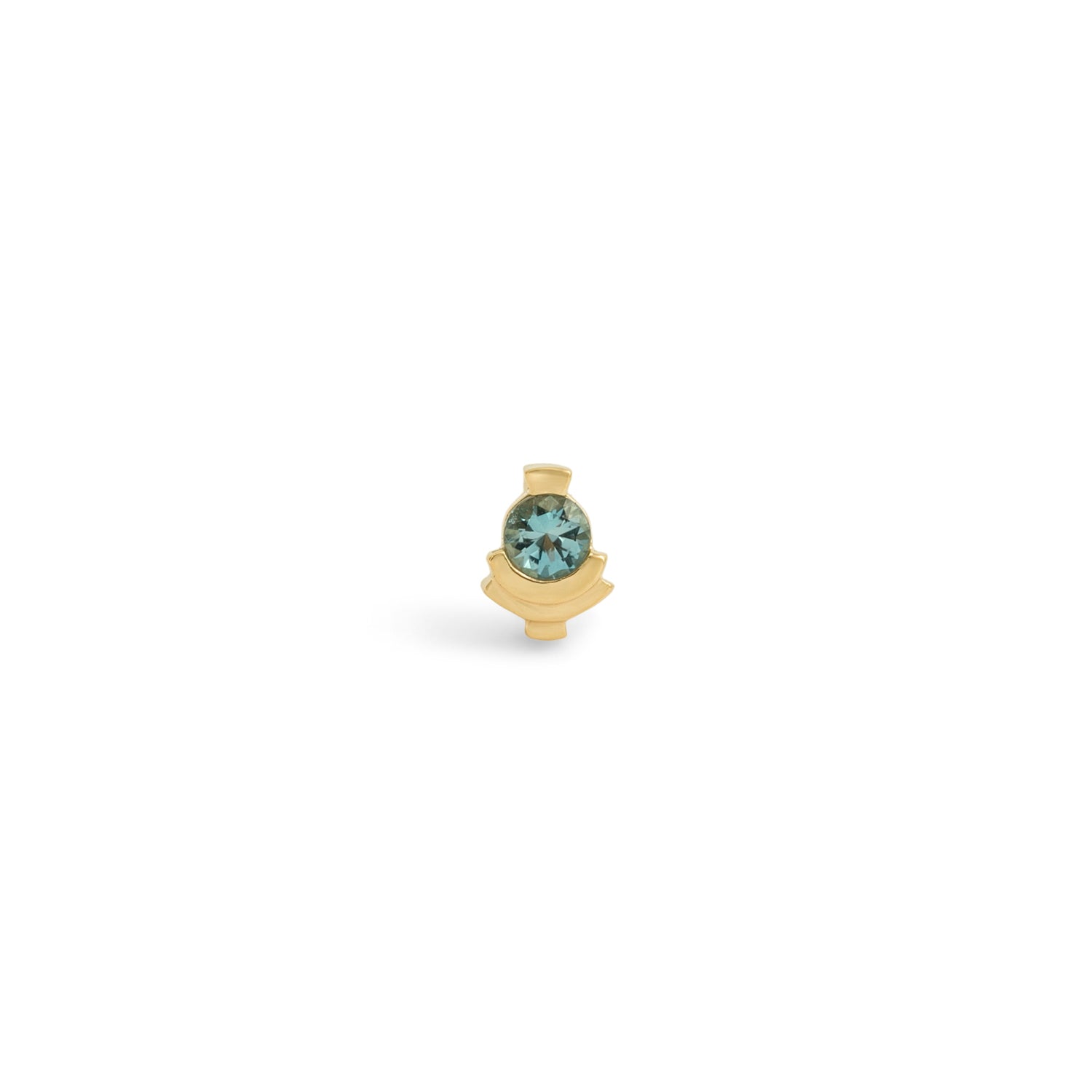 Front view of Step Mazunte Earring Single / Round Aquamarine by Goldpoint Jewelry