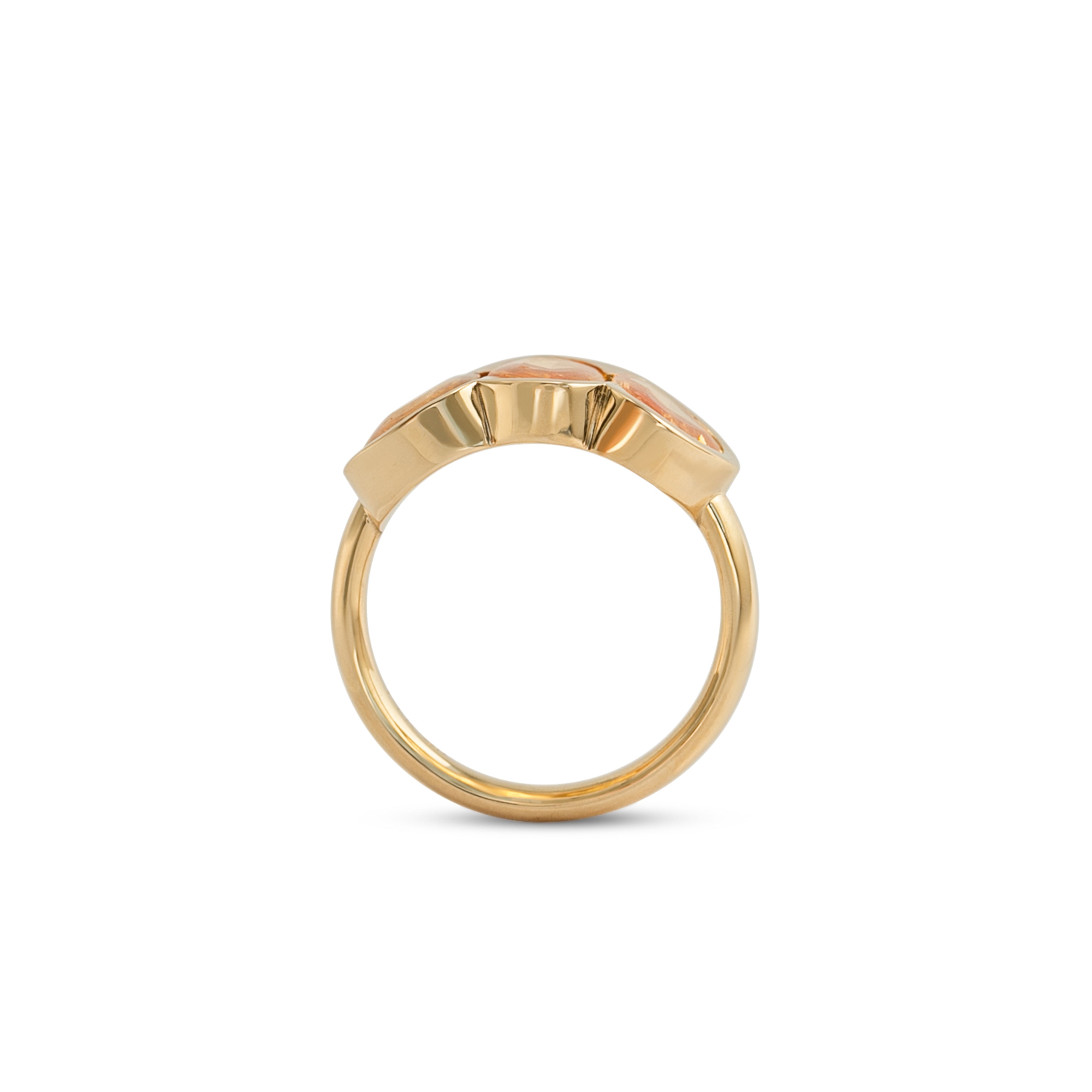 Side profile view of Clay 3 Ring Rose Cut Amorphous Sapphires 1.31ct by Goldpoint Jewelry