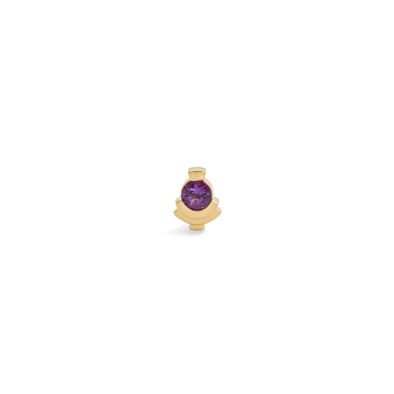 Front view of Step Mazunte Earring / Round Amethyst by Goldpoint Jewelry