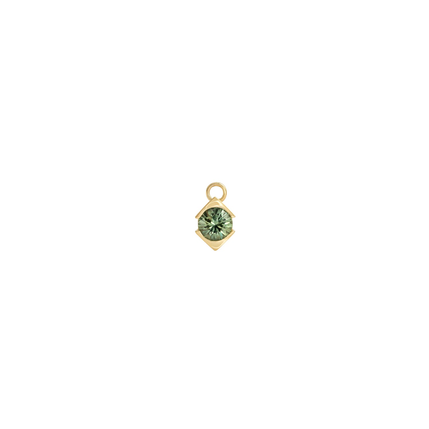 Front view of Horus Charm / Bicolor Sapphire 5mm by Goldpoint Jewelry