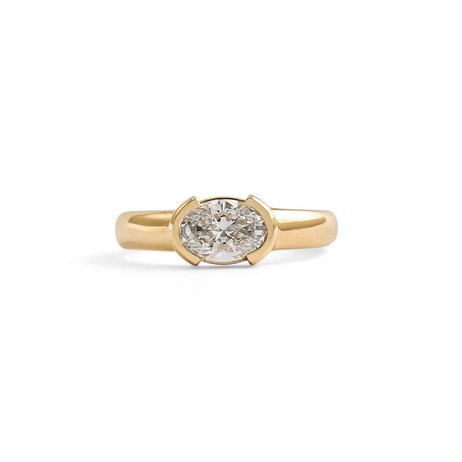 Front view of Dobbins Ring Oval Lab Diamond 1.07ct by Goldpoint Jewelry