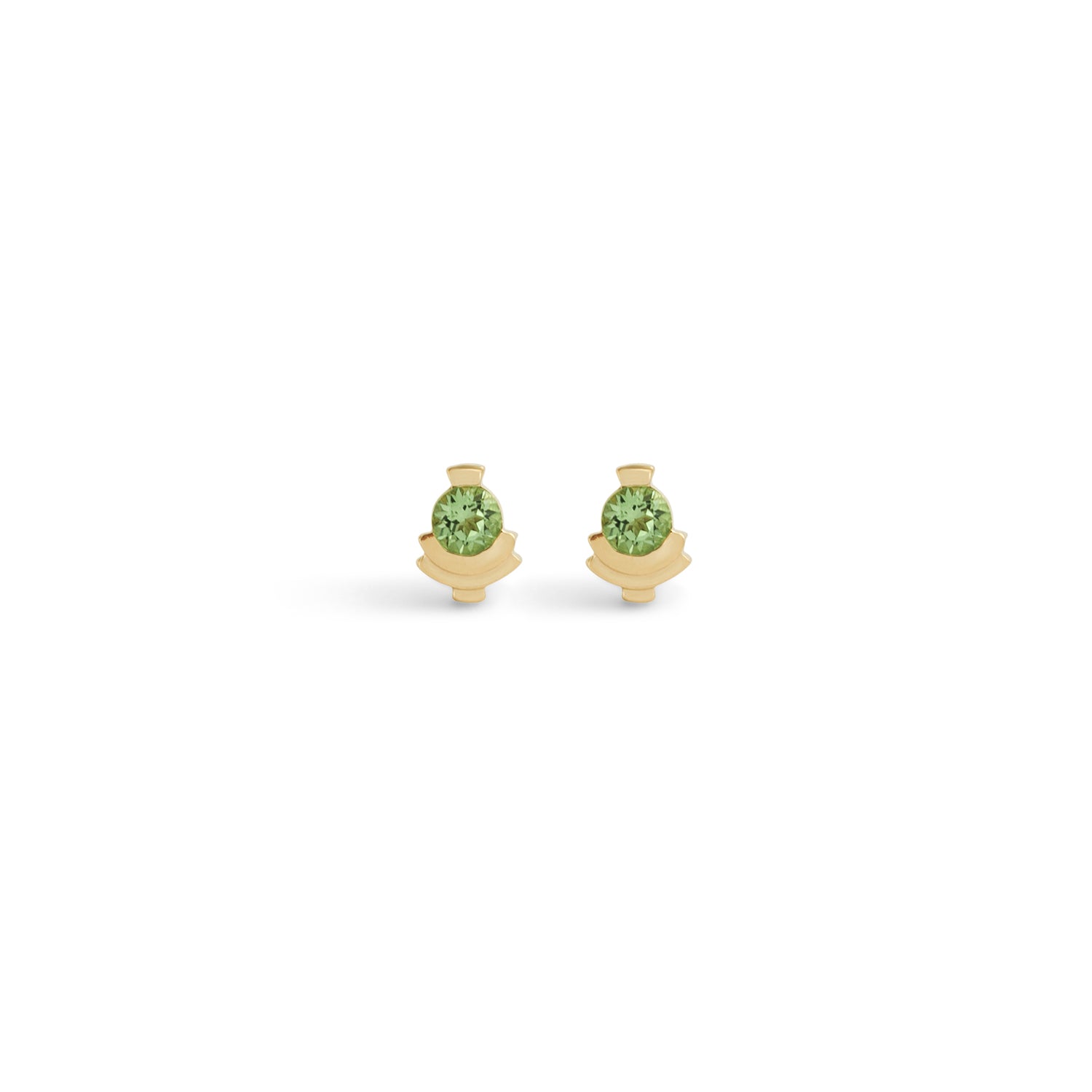 Front view of two pieces of Step Mazunte Earring Single / Round Tourmaline by Goldpoint Jewelry