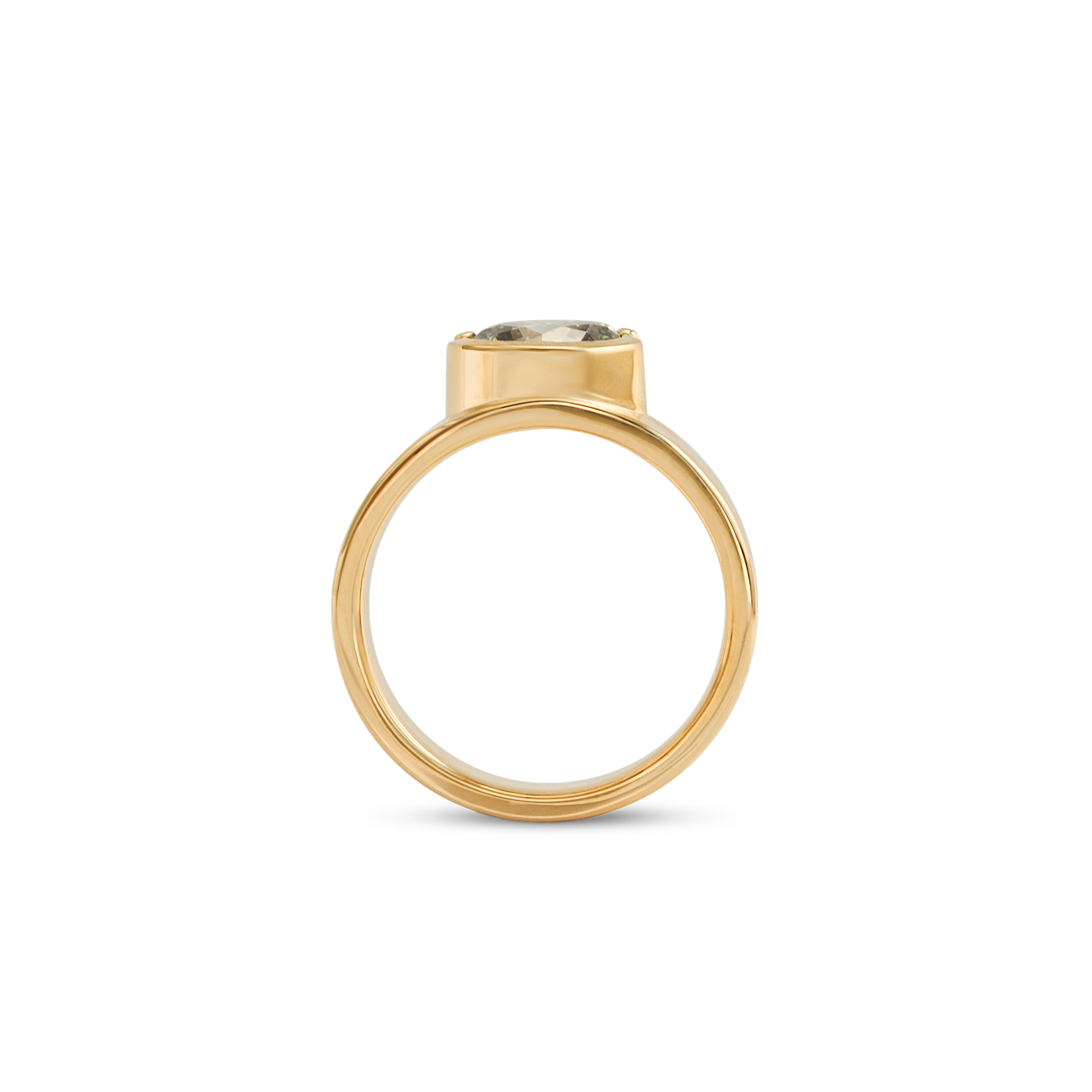 Side profile view of Varick Ring / Round Grey Lab Diamond 1.82ct by Goldpoint Jewelry