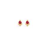 Front view of two pieces of Step Mazunte Earring Single / Round Ruby by Goldpoint Jewelry
