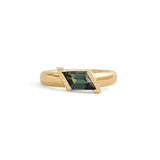 Front view of Dobbins Ring Geometric Step Cut Sapphire 1.24ct by Goldpoint Jewelry