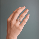 Model wears Varick Ring Round Lab Diamond 1ct stacked with other bands by Goldpoint Jewelry