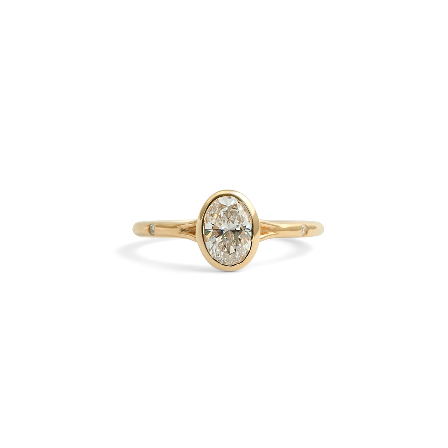 Front view of Suspended in Time Ring / Oval Lab Diamond 0.79ct by Sandy Rubin