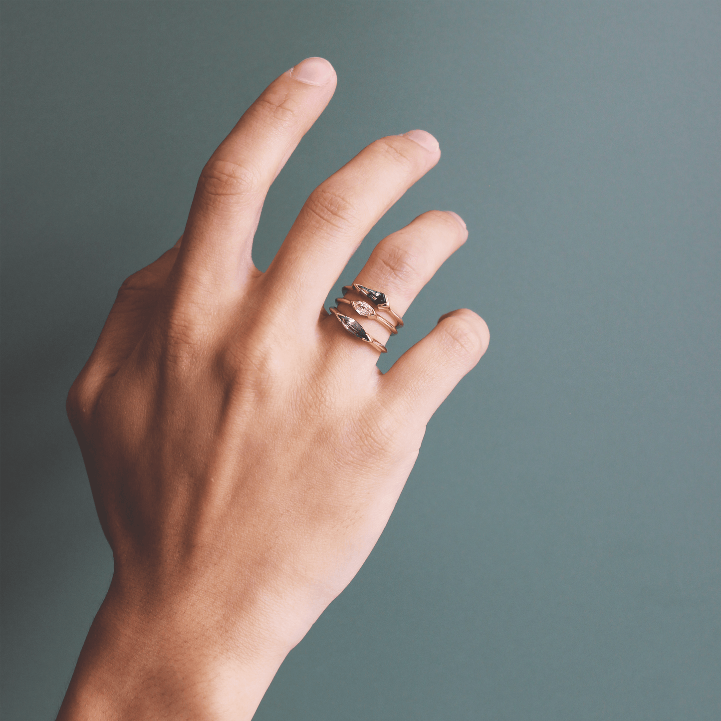 Sideways Ring / Kite Bicolor Sapphire .62ct