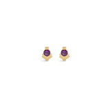 Front view of two pieces of Step Mazunte Earring / Round Amethyst by Goldpoint Jewelry
