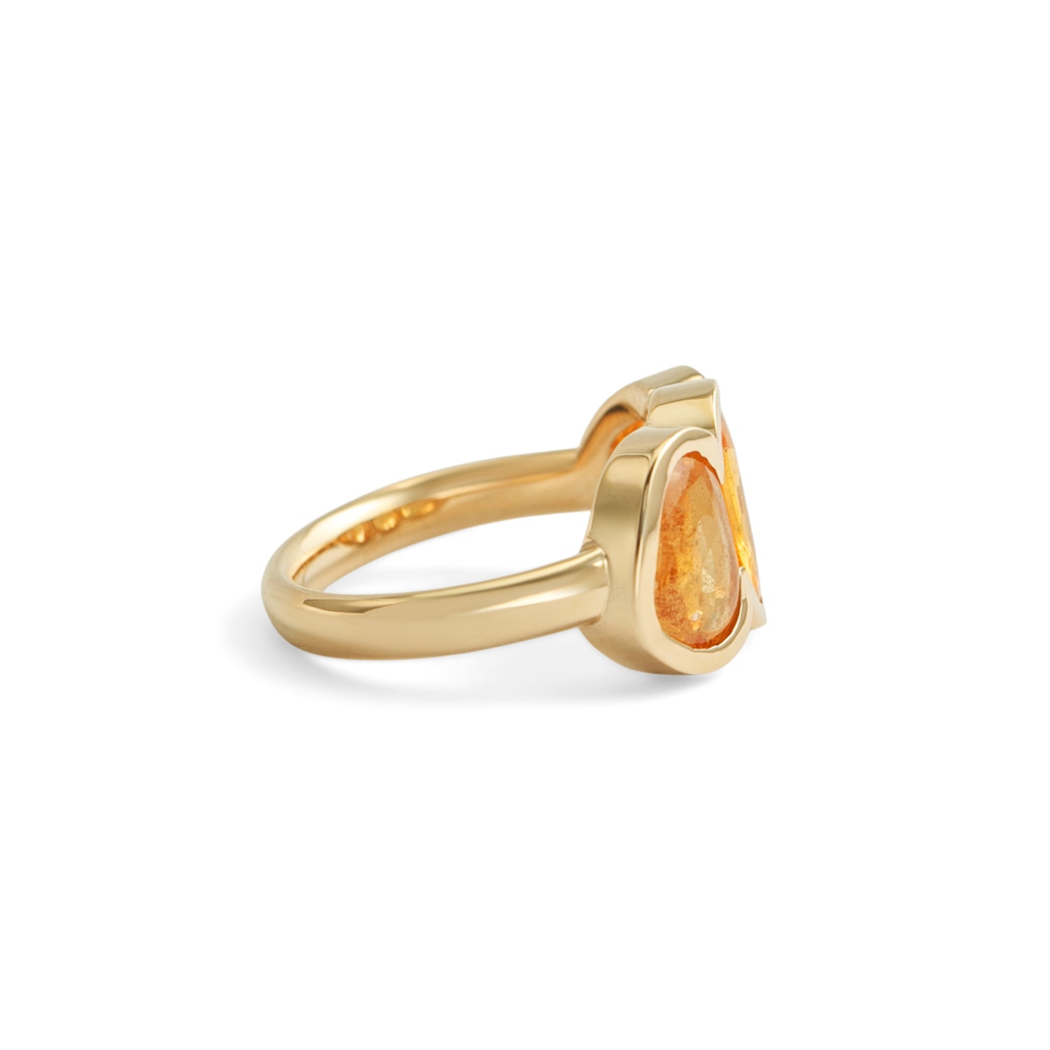 Side view of Clay 3 Ring Rose Cut Amorphous Sapphires 1.31ct by Goldpoint Jewelry
