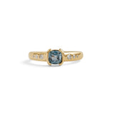 Front view of Ash Ring Cushion Cut Sapphire 0.72ct by Goldpoint Jewelry
