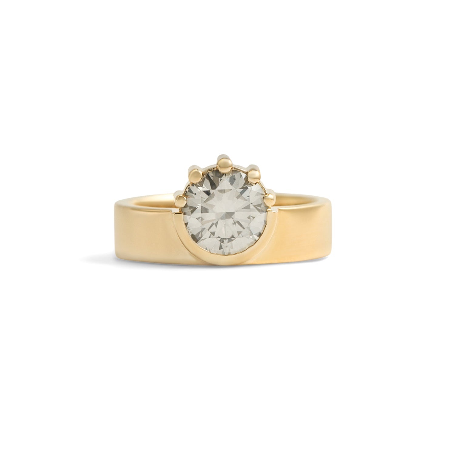 Front view of Varick Ring / Round Grey Lab Diamond 1.82ct by Goldpoint Jewelry