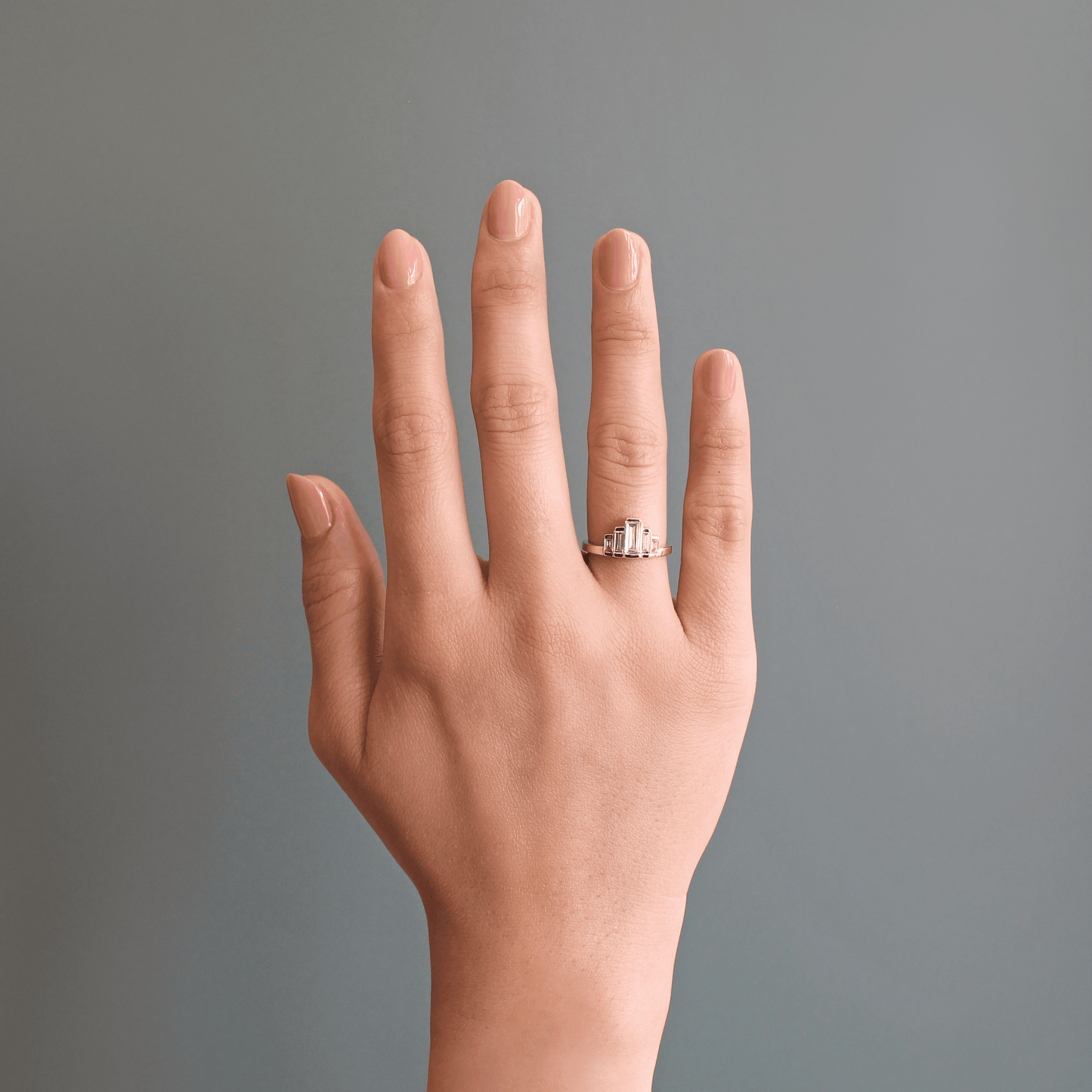 Horizon Step Ring / Lab Baguette Diamonds .93ct
