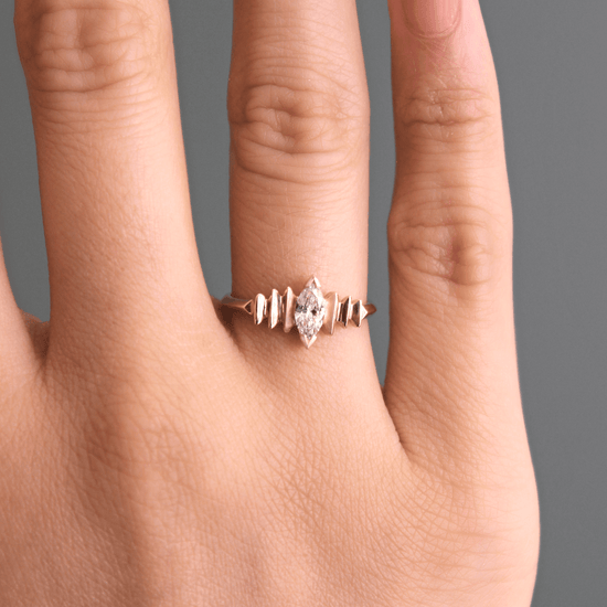 Edge Ring Small / Lab Marquise Diamond .30ct