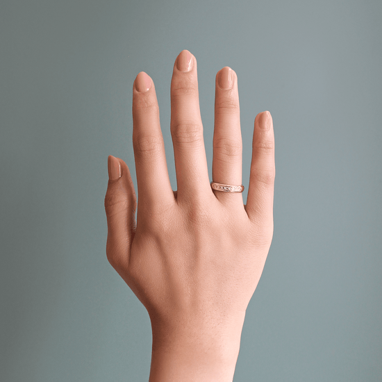Thick Dome Band / Bright Cut Rose Cut Diamonds by Goldpoint