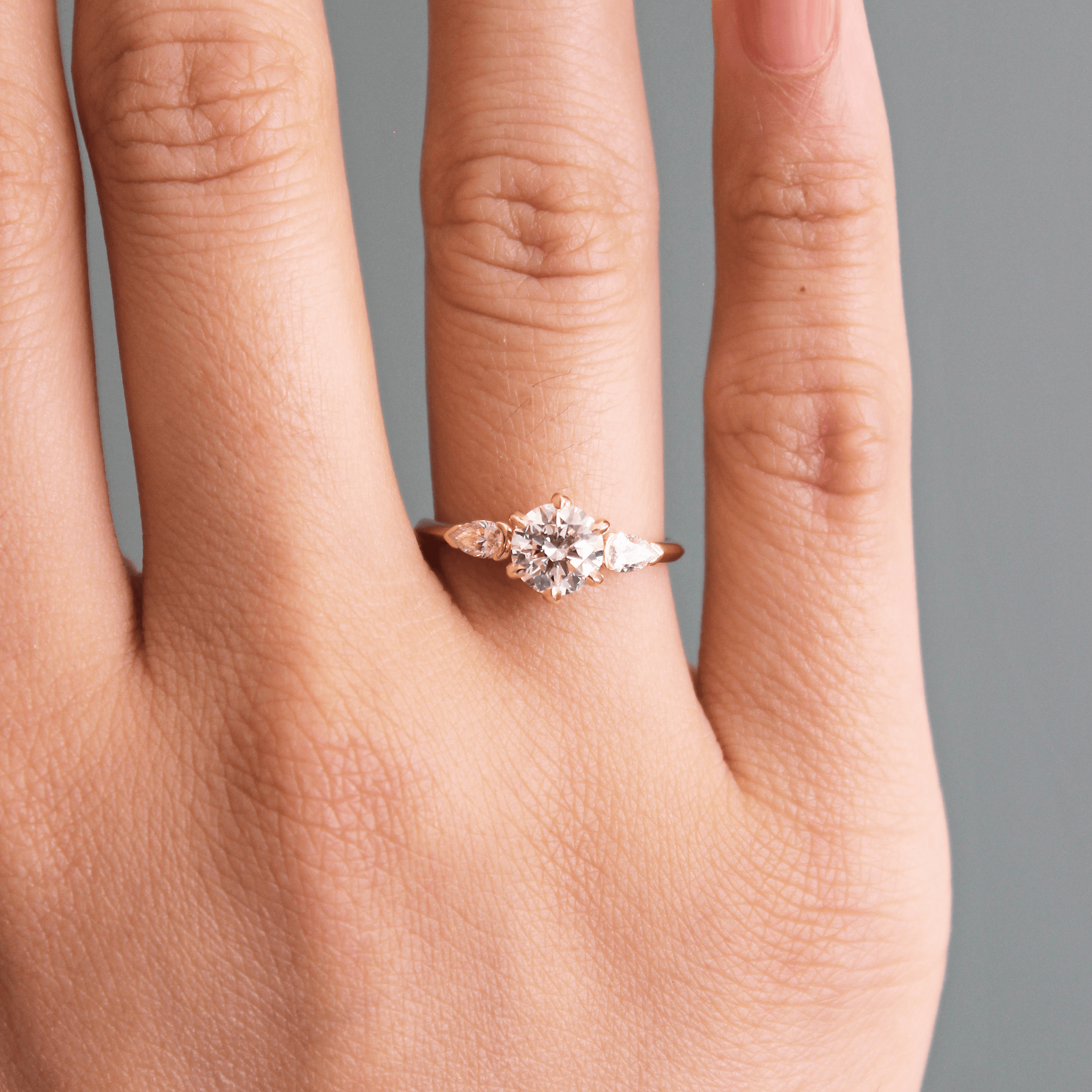 Bosc Ring / Lab Round & Side Pear Diamonds by Goldpoint